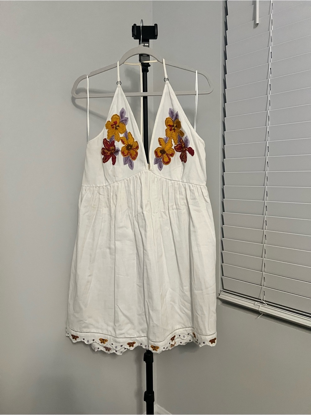 Free People White Embroidered Floral Sundress